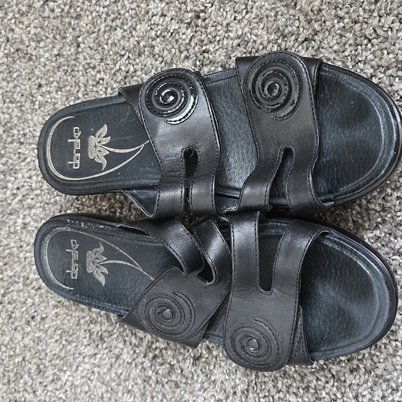 Dansko Black Slide Clog Mule  Sandals with Wide Straps Summer Shoes - Picture 2 of 8